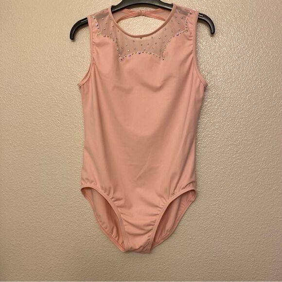 Weissman Balera Costume solo custom dance pink Scallop Neck Leotard MT11264 XLC - Picture 2 of 11